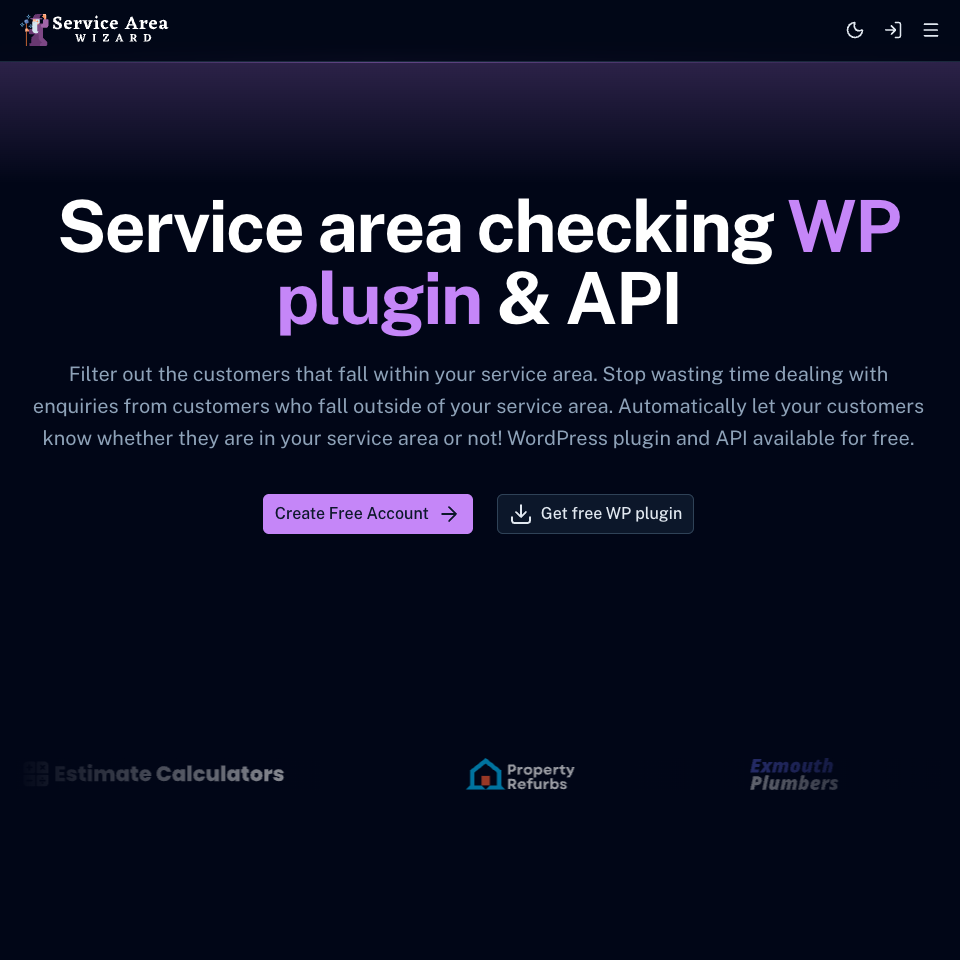 Service Area Wizard